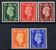 Great Britain 1937-47 KG6 Dark Colours  set of 5 with sideways watermark mounted mint SG 462a-66a cat \A3160, stamps on 