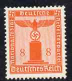 Germany 1938 Party Official 8pf vermilion (wmk Swastikas) unmounted mint, SG O653, stamps on , stamps on  stamps on birds of prey, stamps on  stamps on eagle, stamps on  stamps on  ww2 , stamps on  stamps on 