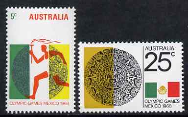 Australia 1968 Olympic Games, Mexico City set of 2 unmounted mint, SG 428-29, stamps on , stamps on  stamps on sports, stamps on  stamps on olympics