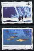 Australia 1990 Austrlian-Soviet Scientific Co-Operation in Antarctica set of 2 unmounted mint, SG 1261-62, stamps on polar, stamps on marine life, stamps on krill