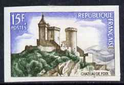 France 1957 Tourist Publicity - Chateau de Foix15f  IMPERF unmounted mint as SG 1351a (Yv 1175), stamps on , stamps on  stamps on castles, stamps on  stamps on architecture