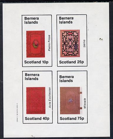 Bernera 1982 Ornate Book Covers #3 imperf set of 4 (10p to 75p), stamps on , stamps on  stamps on books   literature