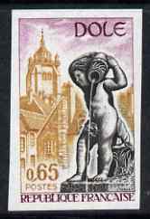 France 1971 Church & Fountain at Dole 65c from Tourism Publicity set of 5 IMPERF unmounted mint as SG 1930 (Yv 1684)., stamps on churches, stamps on sculpture, stamps on fountains