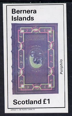 Bernera 1982 Ornate Book Covers #3 imperf souvenir sheet (£1 value), stamps on books   literature