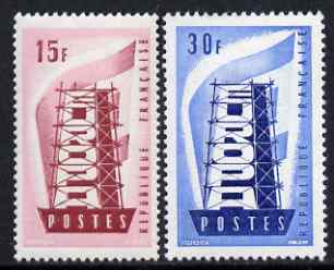France 1956 Europa set of 2 unmounted mint, SG 1301-01, stamps on europa