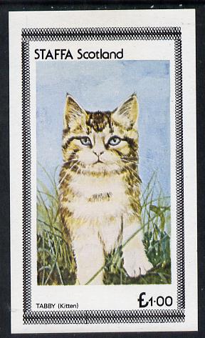 Staffa 1977 Cats (Tabby Kitten) imperf souvenir sheet (£1 value) unmounted mint, stamps on animals, stamps on cats