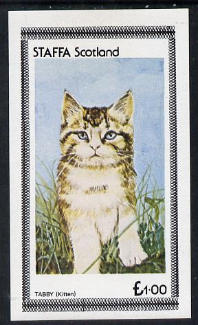 Staffa 1977 Cats (Tabby Kitten) imperf souvenir sheet (Â£1 value) unmounted mint, stamps on , stamps on  stamps on animals, stamps on  stamps on cats