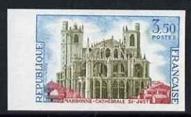 France 1972 St Just Cathedral, Narbonne 3.50f imperf unmounted mint (from Tourist Publicity set), as SG 1961 (Yv 1713), stamps on , stamps on  stamps on architecture, stamps on  stamps on churches, stamps on  stamps on cathedrals