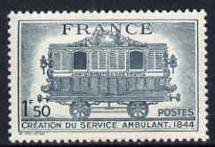 France 1944 Centenary of Mobile POs unmounted mint SG 821, stamps on railways, stamps on postal