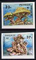French Polynesia 1979 Coral (2nd series) set of 2 IMPERF unmounted mint, as SG 292-93, stamps on marine life, stamps on coral