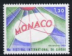 Monaco 1980 Seventh International Circus Festival unmounted mint, SG 1463, stamps on circus, stamps on entertainment