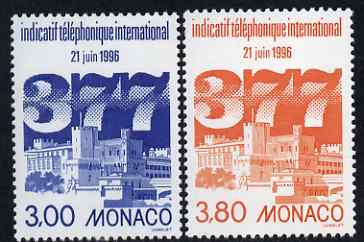 Monaco 1996 Introduction of International Dialling Code 377 set of 2 unmounted mint, SG 2272-73, stamps on , stamps on  stamps on communications