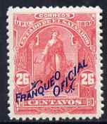 El Salvador 1899 Ceres 26c rose overprinted Franqueo Oficial but without wheel overprint, unissued as such, virtually unmounted mint similar to SG O337, stamps on , stamps on  stamps on official, stamps on  stamps on ceres, stamps on  stamps on mythology