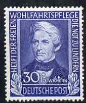 Germany - West 1949 Refugees Relief Fund 30pf+15pf Wichern unmounted mint SG 1042, stamps on , stamps on  stamps on personalities, stamps on  stamps on , stamps on  stamps on refugees