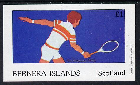 Bernera 1982 Tennis imperf souvenir sheet (£1 value) unmounted mint, stamps on sport   tennis