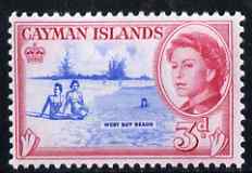 Cayman Islands 1962-64 West Bay Beach 3d unmounted mint, SG 170, stamps on tourism, stamps on shells