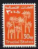 Trucial States 1961 Palm Trees 30np orange-red unmounted mint, SG 4, stamps on trees