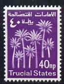 Trucial States 1961 Palm Trees 40np reddish-violet unmounted mint, SG 5, stamps on trees