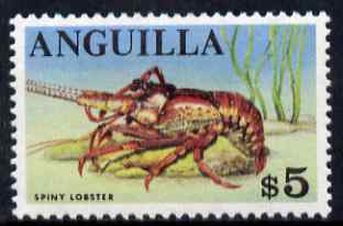 Anguilla 1967 Spiny Lobster $5 (from def set) unmounted mint SG 31, stamps on , stamps on  stamps on marine life, stamps on  stamps on lobsters.food