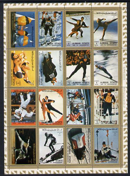 Ajman 1972 Olympic Sports perf set of 16 unmounted mint, Mi 2717-32A, stamps on sport, stamps on fencing, stamps on sailing, stamps on wrestling, stamps on judo, stamps on skiing, stamps on skating, stamps on bobsled, stamps on biathlon, stamps on ice hockey, stamps on olympics, stamps on martial arts
