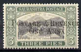 Indian States - Soruth 1950 Surcharged 1a on 3p unmounted mint SG 61