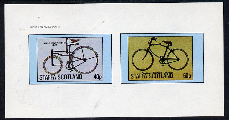 Staffa 1982 Bicycles (BSA Safety & Military Cycle) imperf  set of 2 values (40p & 60p) unmounted mint, stamps on , stamps on  stamps on bicycles   transport