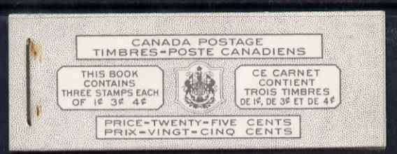Canada 1951 KG6 25c Bilingual booklet complete very fine, SG SB48a cat £35, stamps on 