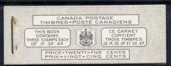 Canada 1951 KG6 25c Bilingual booklet complete very fine, SG SB48a cat Â£35, stamps on , stamps on  stamps on booklet - canada 1951 kg6 25c bilingual booklet complete very fine, stamps on  stamps on  sg sb48a cat \a335