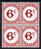 Barbados 1974 Postage Due 6c carmine P13 wmk sideways block of 4 unmounted mint, SG D13, stamps on , stamps on  stamps on barbados 1974 postage due 6c carmine p13 wmk sideways block of 4 unmounted mint, stamps on  stamps on  sg d13