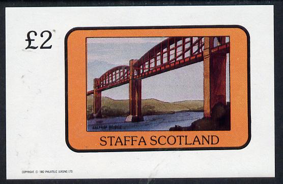 Staffa 1982 Bridges (Saltash Bridge) imperf deluxe sheet (£2 value) unmounted mint, stamps on bridges    civil engineering