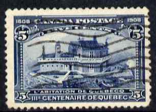 Canada 1908 Quebec Tercentenary 5c used with wavy line cancel SG 191 , stamps on 