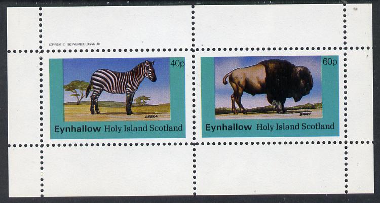 Eynhallow 1982 Animals #06 (Zedbra & Bison) perf  set of 2 values (40p & 60p) unmounted mint, stamps on , stamps on  stamps on animals      bovine