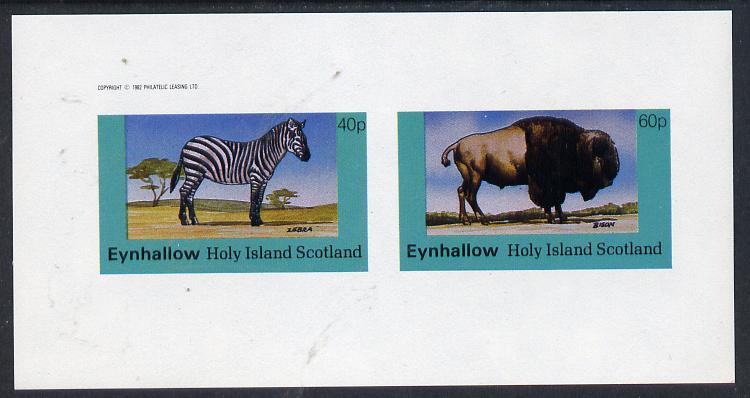 Eynhallow 1982 Animals #06 (Zedbra & Bison) imperf  set of 2 values (40p & 60p) unmounted mint, stamps on , stamps on  stamps on animals      bovine