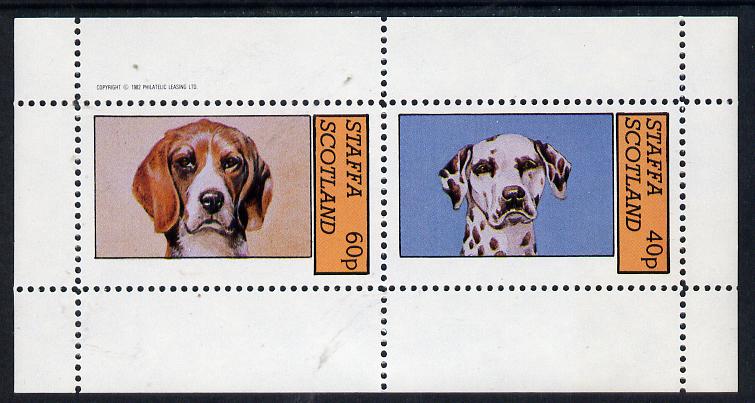Staffa 1982 Dogs (Dalmation etc) perf  set of 2 values (40p & 60p) unmounted mint, stamps on animals   dogs     dalmation    beagle