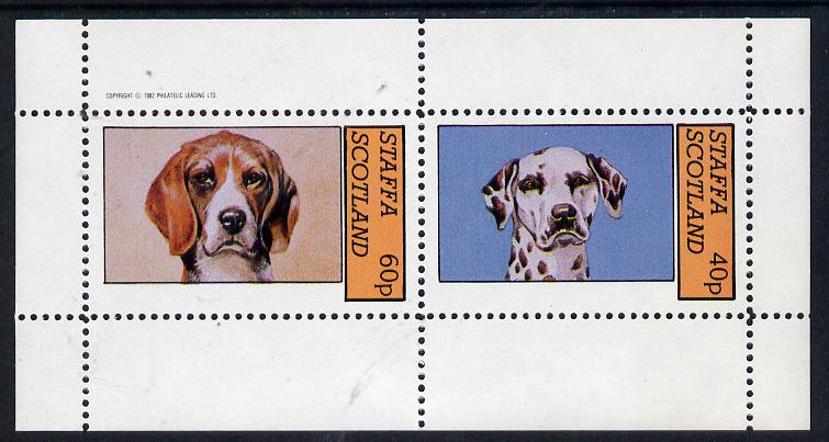 Staffa 1982 Dogs (Dalmation etc) perf  set of 2 values (40p & 60p) unmounted mint, stamps on , stamps on  stamps on animals   dogs     dalmation    beagle