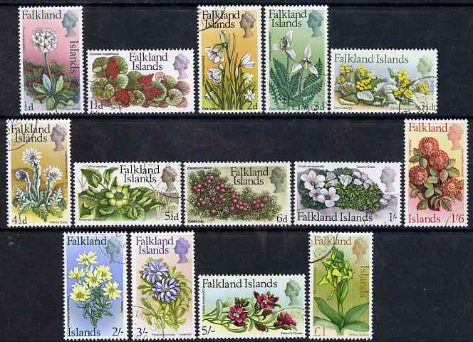 Falkland Islands 1968 Flower Defs complete 1/2d to A31 fine cds used, SG 232-45 , stamps on , stamps on  stamps on falkland islands 1968 flower defs complete 1/2d to \a31 fine cds used, stamps on  stamps on  sg 232-45 