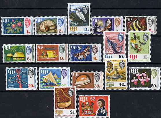 Fiji 1969-70 QEII Pictorial definitive set complete 1c to $2 unmounted mint, SG 391-407, stamps on , stamps on  stamps on fiji 1969-70 qeii pictorial definitive set complete 1c to $2 unmounted mint, stamps on  stamps on  sg 391-407