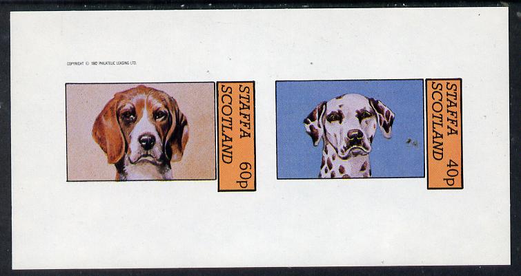 Staffa 1982 Dogs (Dalmation etc) imperf  set of 2 values (40p & 60p) unmounted mint, stamps on , stamps on  stamps on animals   dogs     dalmation    beagle