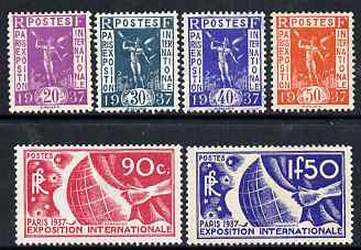 France 1936 Paris Int Exhibition set of 6 fine mounted mint, SG 555-60 , stamps on 