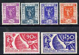 France 1936 Paris Int Exhibition set of 6 fine mounted mint, SG 555-60 , stamps on , stamps on  stamps on france 1936 paris int exhibition set of 6 fine mounted mint, stamps on  stamps on  sg 555-60 