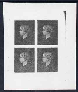 France Proof of Heir Apparent for unadopted design in black in block of 4 on ungummed paper, stamps on , stamps on  stamps on france proof of heir apparent for unadopted design in black in block of 4 on ungummed paper