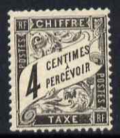 France 1881 Postage Due 4c black fresh mounted mint, SG D282 , stamps on 
