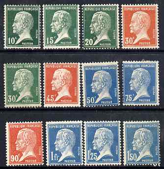 France 1923 Pasteur complete set of 12 mounted mint or unmounted, SG 396-400d , stamps on , stamps on  stamps on france 1923 pasteur complete set of 12 mounted mint or unmounted, stamps on  stamps on  sg 396-400d 