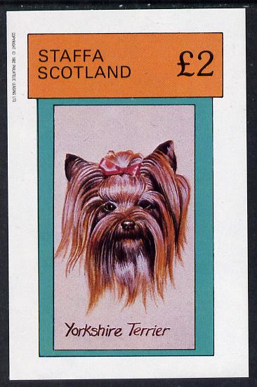 Staffa 1982 Dogs (Yorkshire Terrier) imperf deluxe sheet (£2 value) unmounted mint, stamps on animals   dogs    terrier