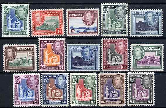 St Vincent 1938-47 KG6 Pictorial definitive set complete 1/2d to £1 lightly mounted mint SG 149-59, stamps on , stamps on  stamps on , stamps on  stamps on  kg6 , stamps on  stamps on 