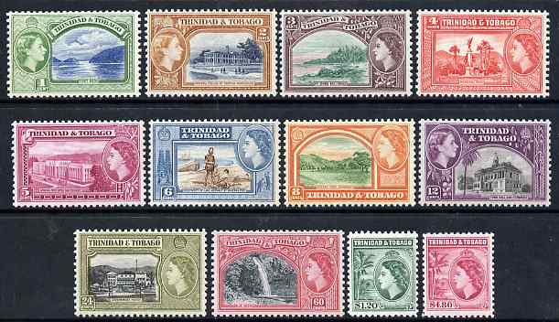 Trinidad & Tobago 1953-59 QEII Pictorial definitive set complete 12 values 1c to $4.80 unmounted mint SG 678-78a, stamps on , stamps on  stamps on trinidad & tobago 1953-59 qeii pictorial definitive set complete 12 values 1c to $4.80 unmounted mint sg 678-78a