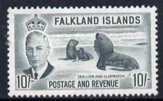 Falkland Islands 1952 KG6 Sealion & Seal 10s unmounted mint SG 184, stamps on , stamps on  kg6 , stamps on 