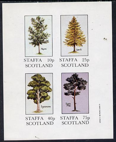 Staffa 1982 Trees (Aspen, Larch, Sycamore & Scots Pine) imperf  set of 4 values (10p to 75p) unmounted mint, stamps on , stamps on  stamps on trees, stamps on  stamps on scots, stamps on  stamps on scotland