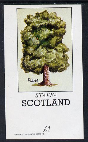 Staffa 1982 Trees (Plane) imperf souvenir sheet (£1 value) unmounted mint, stamps on trees