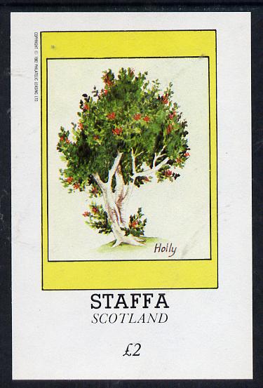 Staffa 1982 Trees (Holly) imperf deluxe sheet (£2 value) unmounted mint, stamps on trees